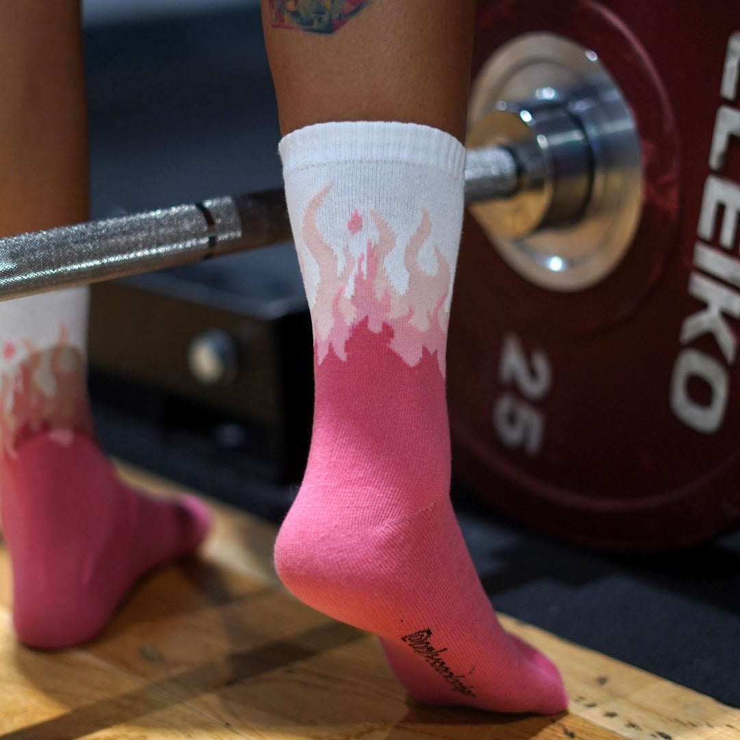 pastel pinks fire design socks