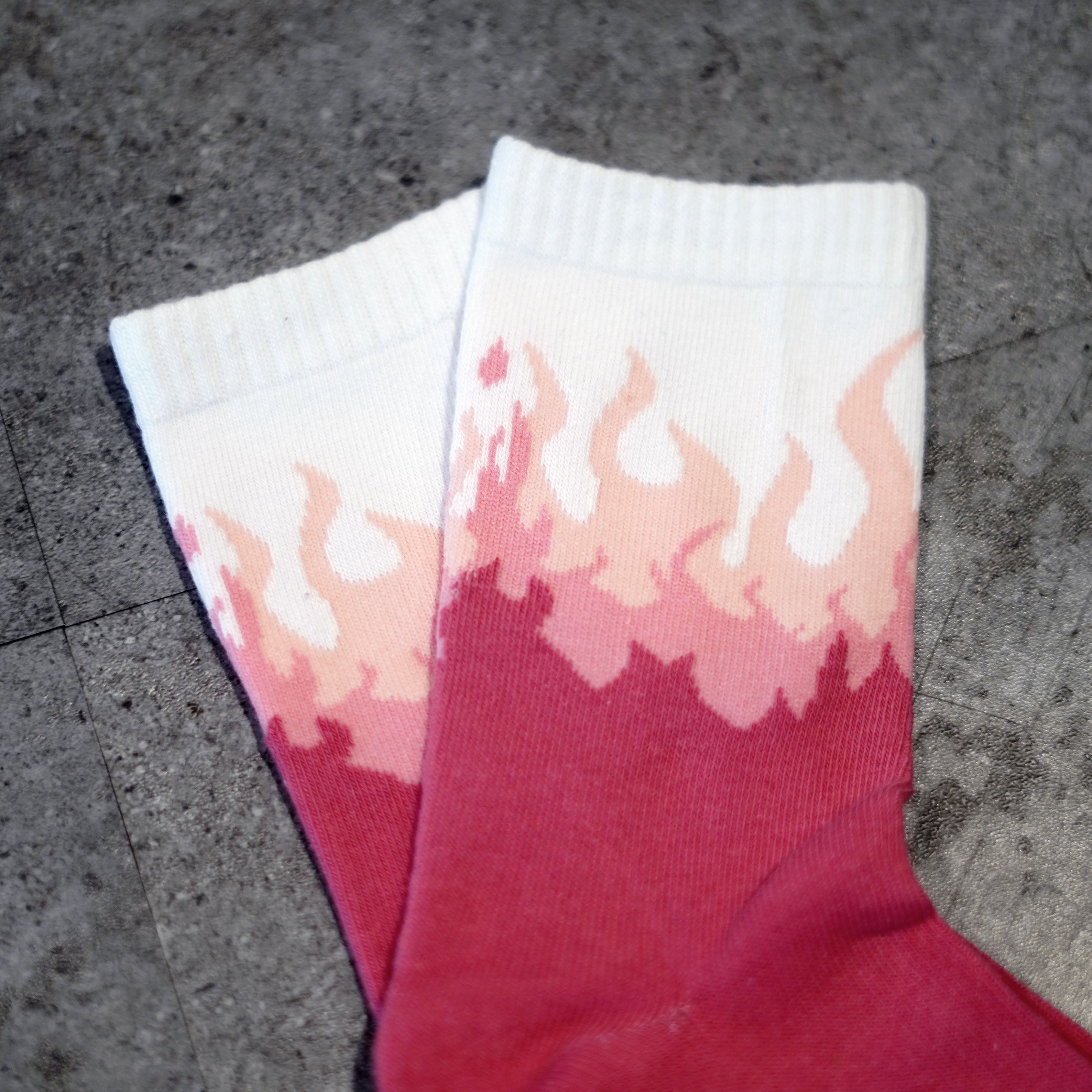 pastel pink fire design socks